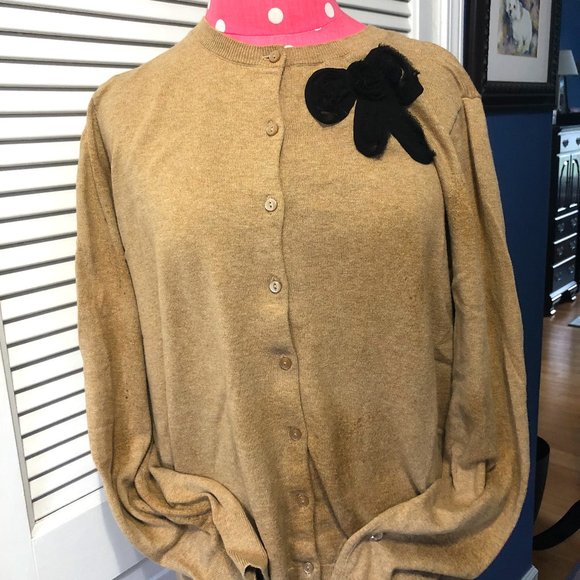 LOFT Sweaters - LOFT Tan Cardigan with Bow